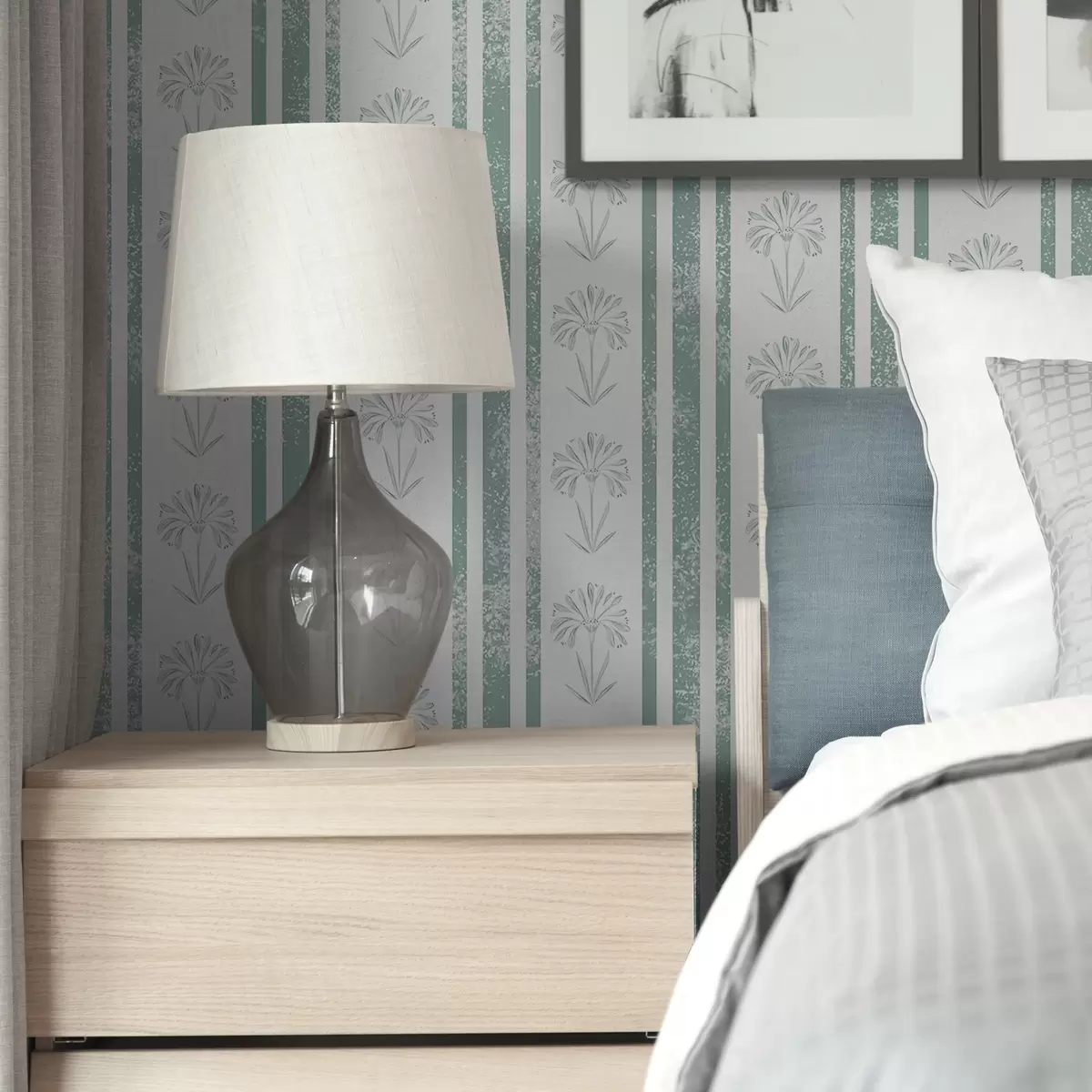 Háttérkép Zöld árnyalatú virágokkal díszített szalagminta a00732