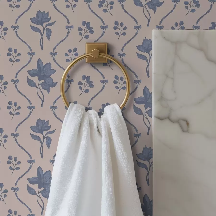 fotószőnyeg Kis virágok és szalagok kék és rózsaszín árnyalatokban a00808v3