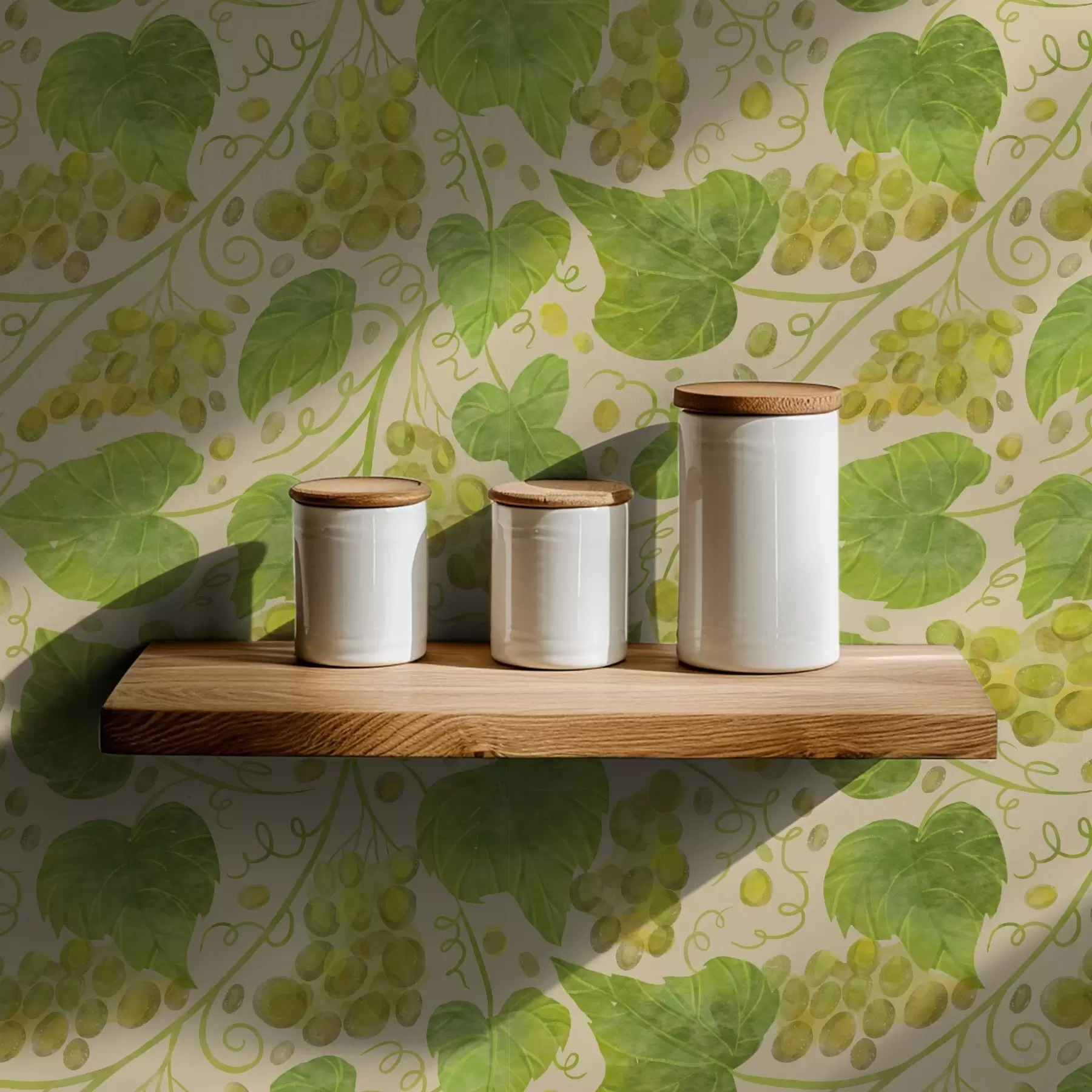 fotószőnyeg Szőlő és zöld levelek világos háttér előtt a00834