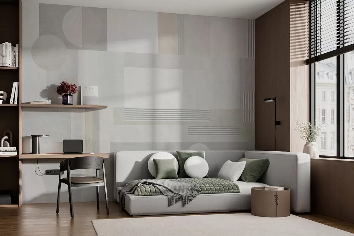fotószőnyeg absztrakt geometria szürke és bézs árnyalatokban w04635