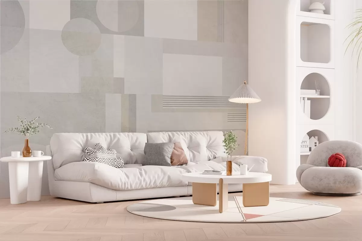 fotószőnyeg absztrakt geometria szürke és bézs árnyalatokban w04635