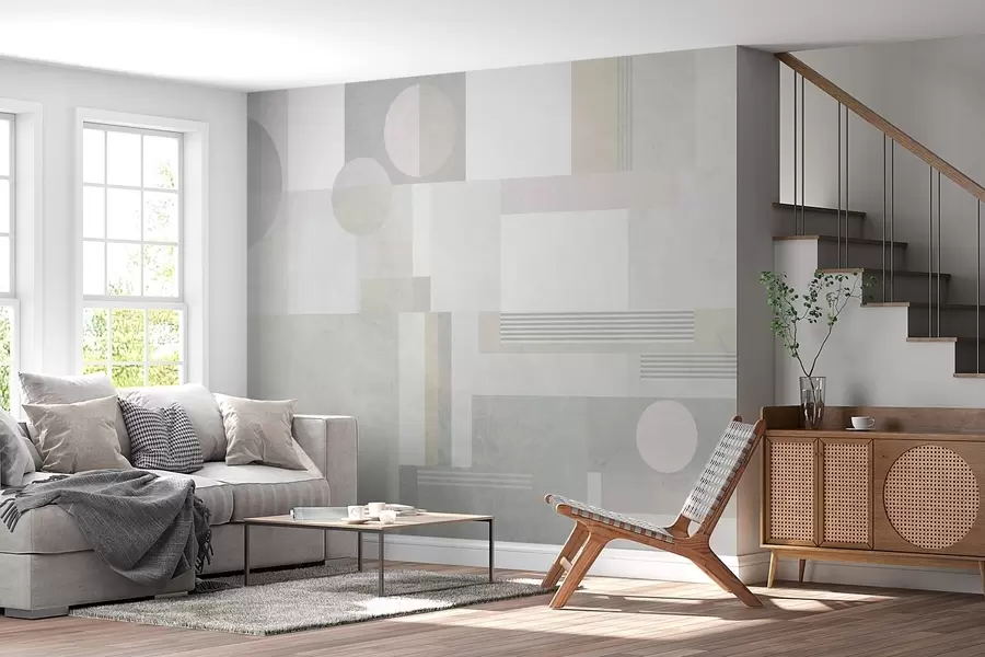 fotószőnyeg absztrakt geometria szürke és bézs árnyalatokban w04635