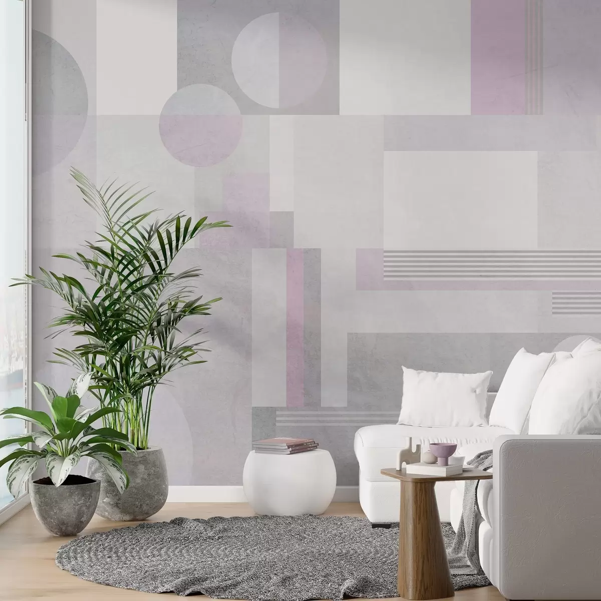 fotószőnyeg absztrakt geometria szürke és levendula árnyalatokban w04635v1