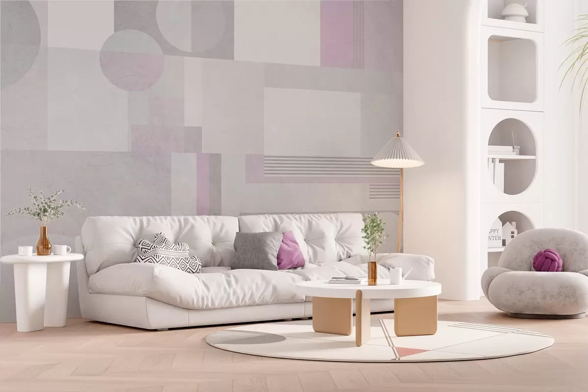 fotószőnyeg absztrakt geometria szürke és levendula árnyalatokban w04635v1