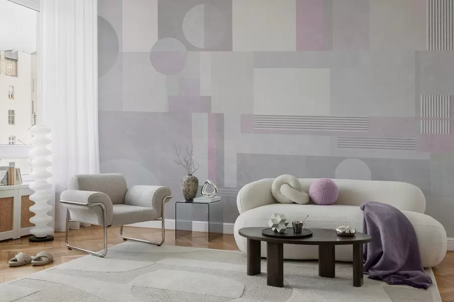 fotószőnyeg absztrakt geometria szürke és levendula árnyalatokban w04635v1