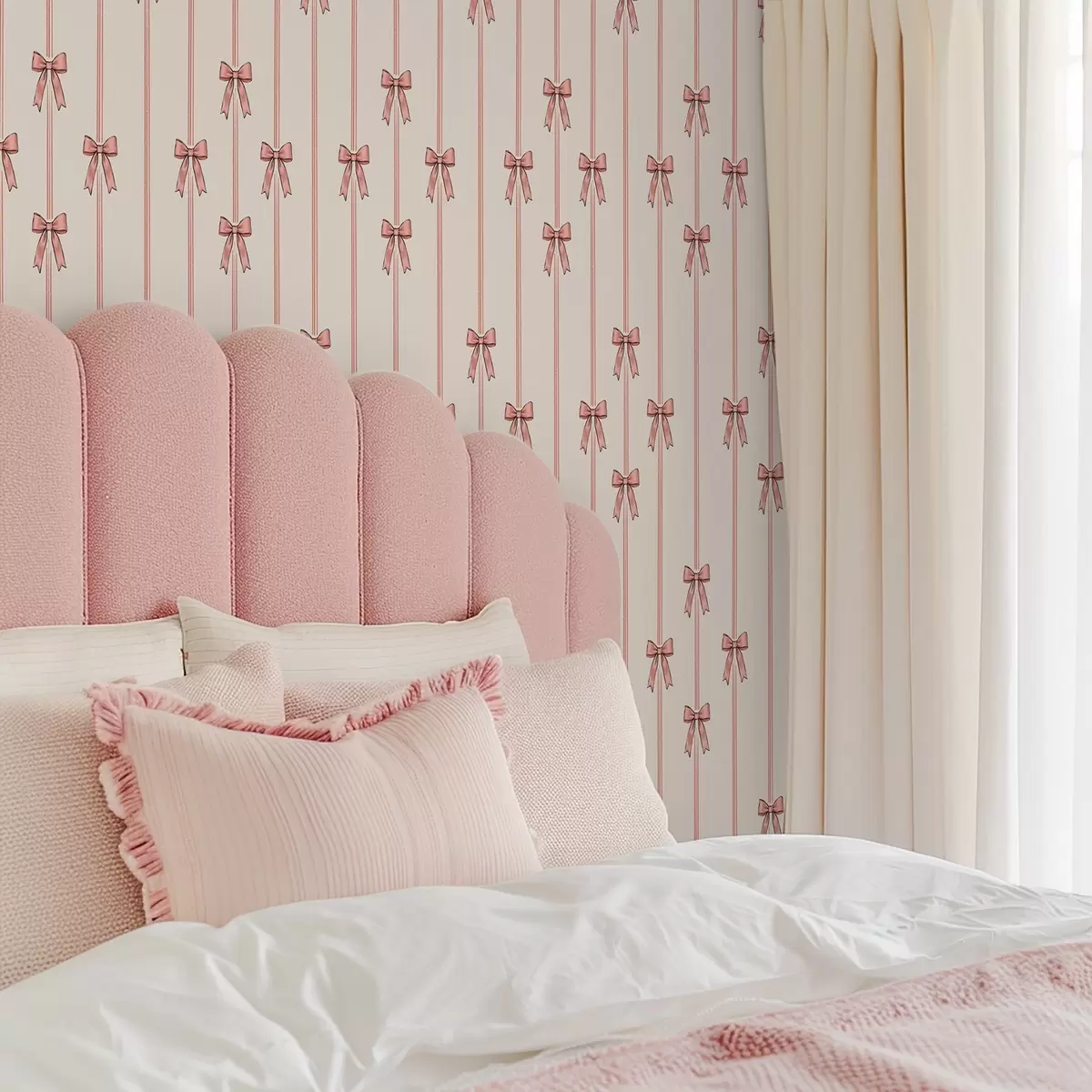 Háttérkép Függőleges szalagok masnival, elefántcsont háttérrel a00653