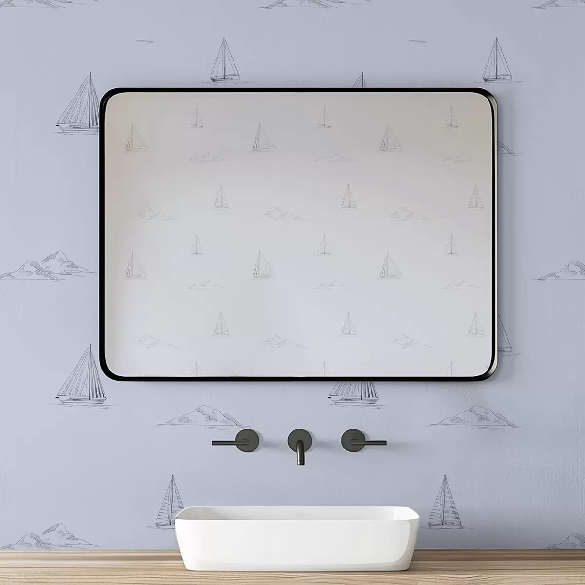 Háttérkép Vitorlások és szigetek vázlatrajza, kék háttér a00654v3 Háttérkép Vitorlások és szigetek vázlatrajza, kék háttér a00654v3