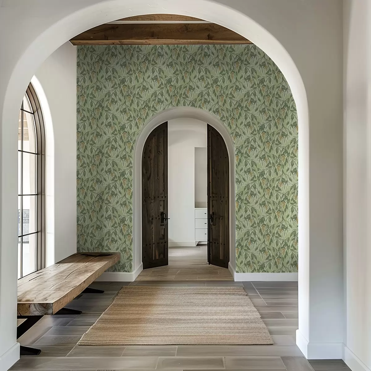 Háttérkép Zöld háttér előtt bogyós fürtökkel teli ágak a00734