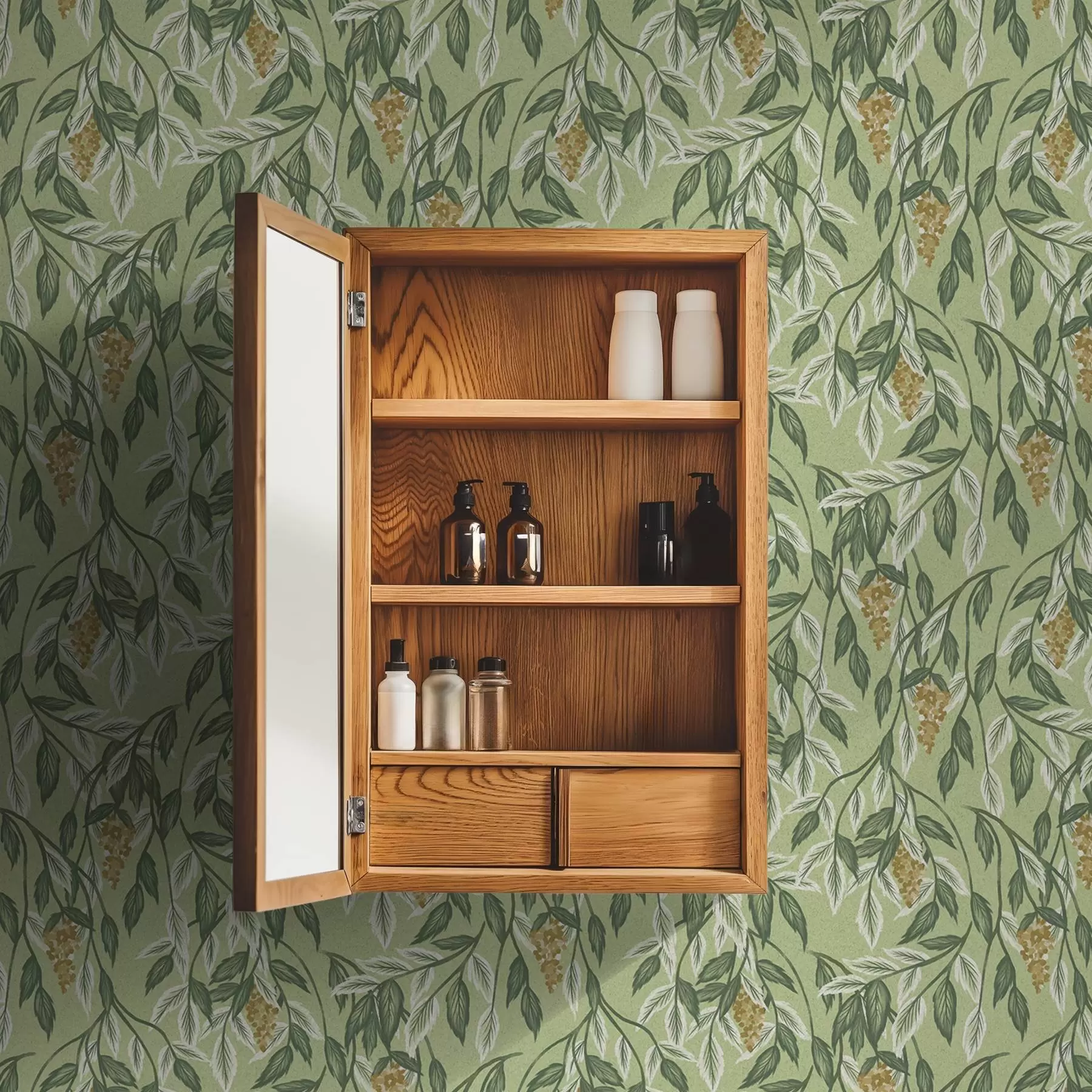 fotószőnyeg Zöld háttér előtt bogyós fürtökkel teli ágak a00734