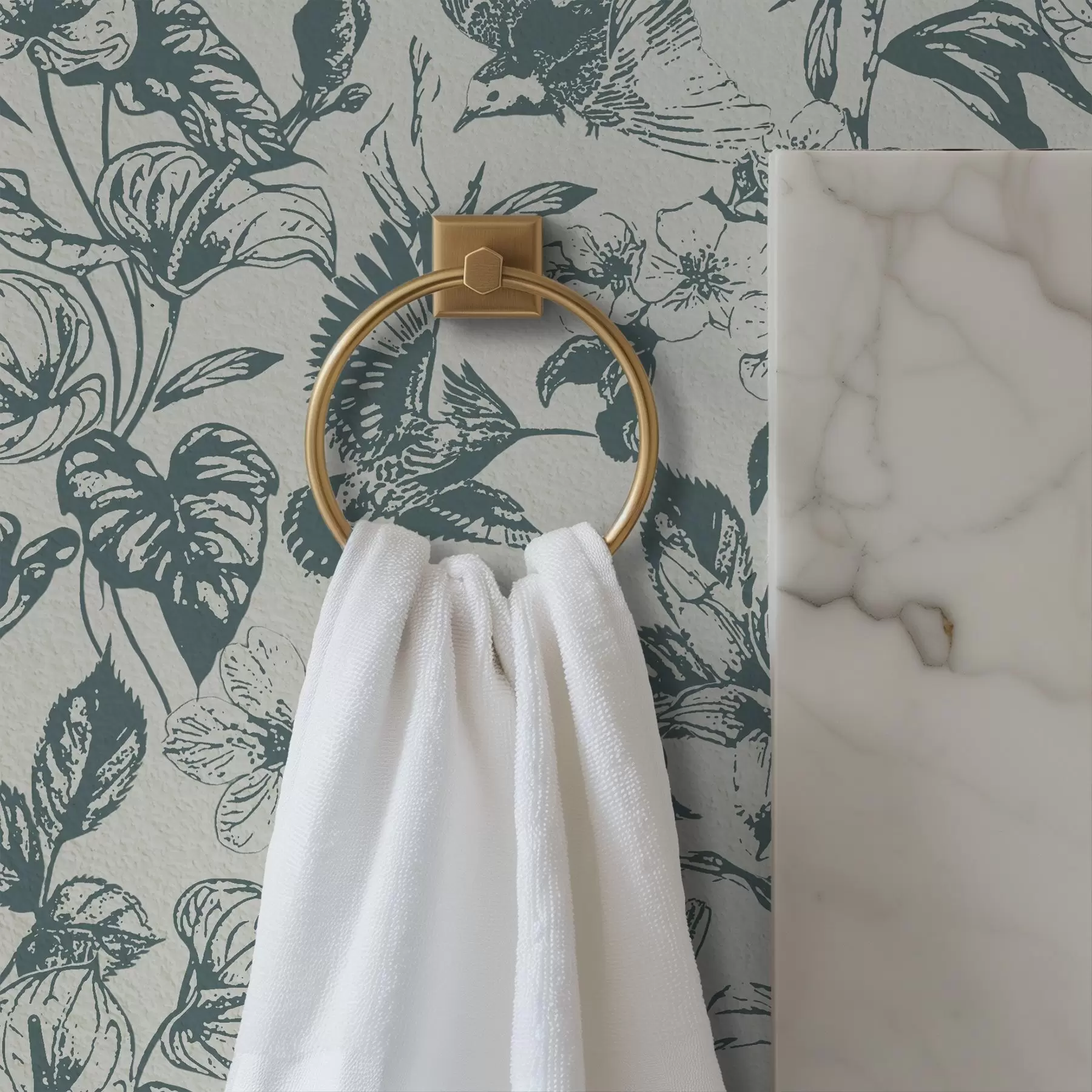 fotószőnyeg Fekete-fehér virágdísz madarakkal a00737