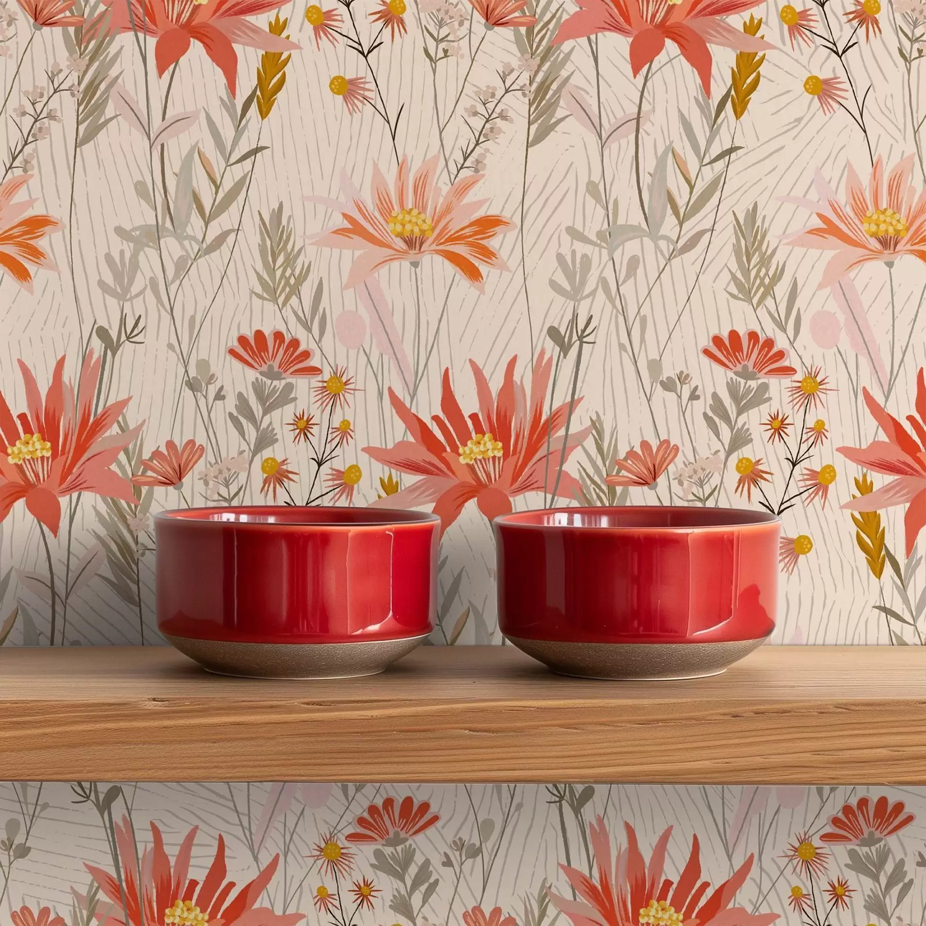 fotószőnyeg Meleg tónusú vadvirágok bézs háttérrel a00751