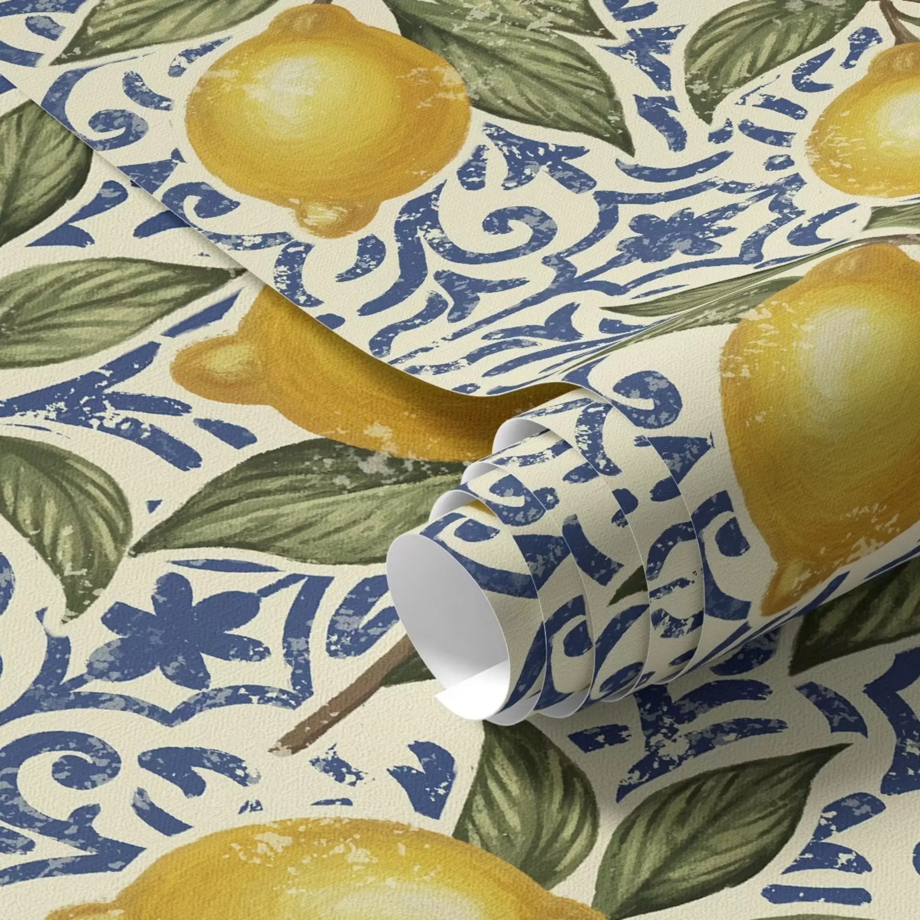 fotószőnyeg Citromágak kék díszítő háttérrel a00763