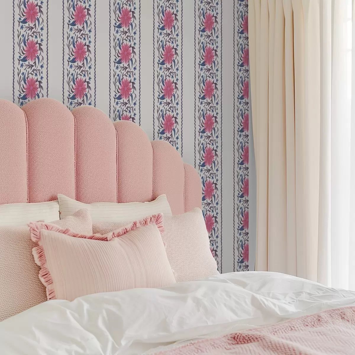 Háttérkép Függőleges virágos csíkok rózsaszín-lila árnyalatokban a00810