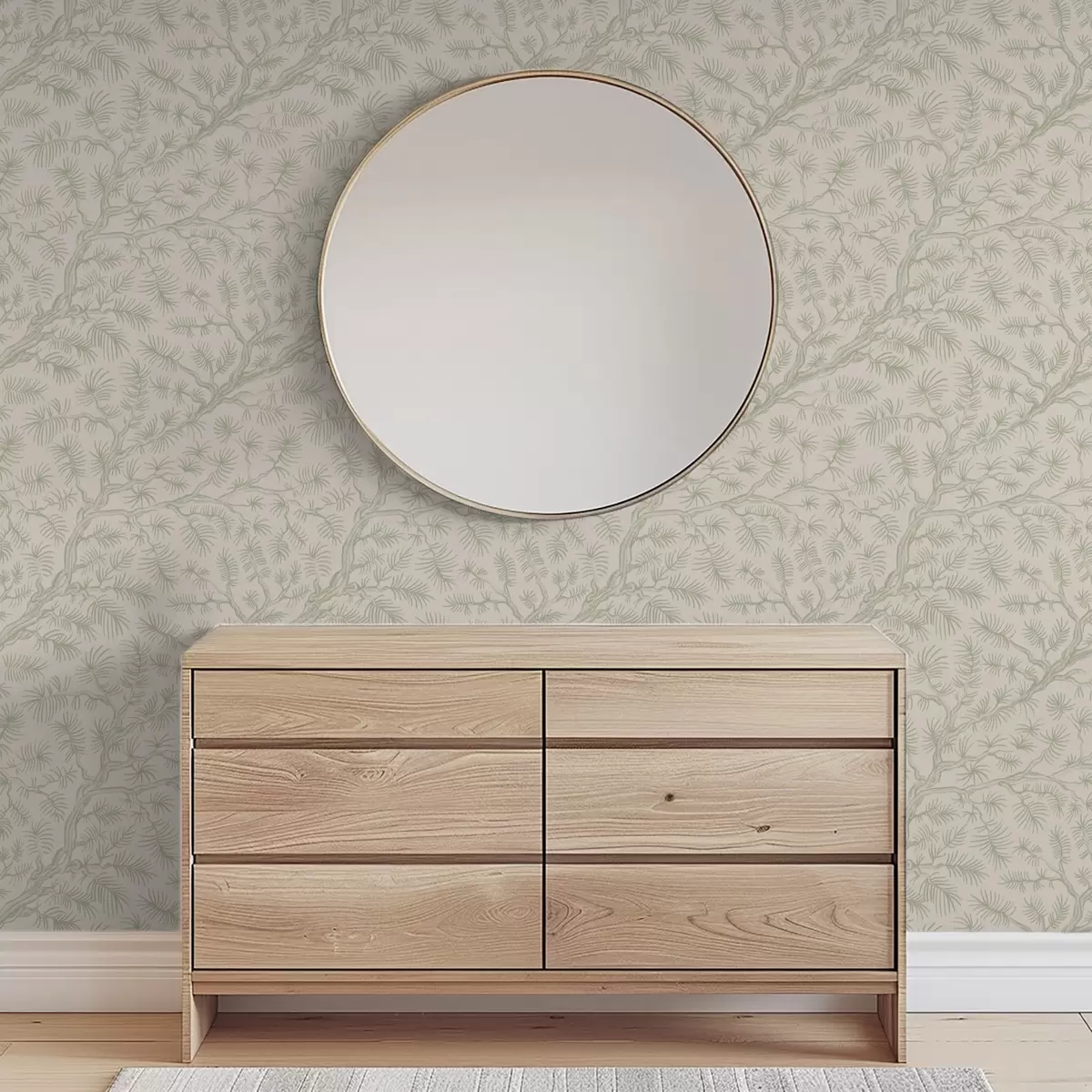 Háttérkép Világoszöld árnyalatú fenyőágak bézs háttér előtt a00838v1