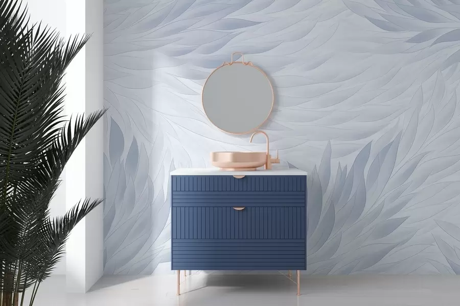 fotószőnyeg Hullámos levelek világoskék árnyalatokban w04610v1