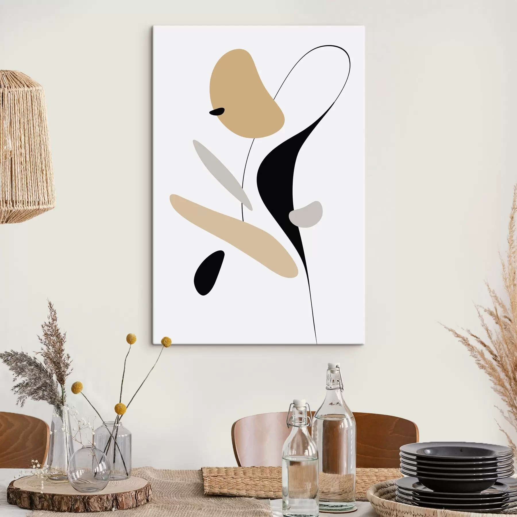 fotótapéta Absztrakt kompozíció foltokkal és vonalakkal s46350