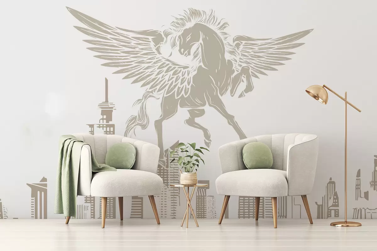 fotószőnyeg Pegasus a város felett w04777v1