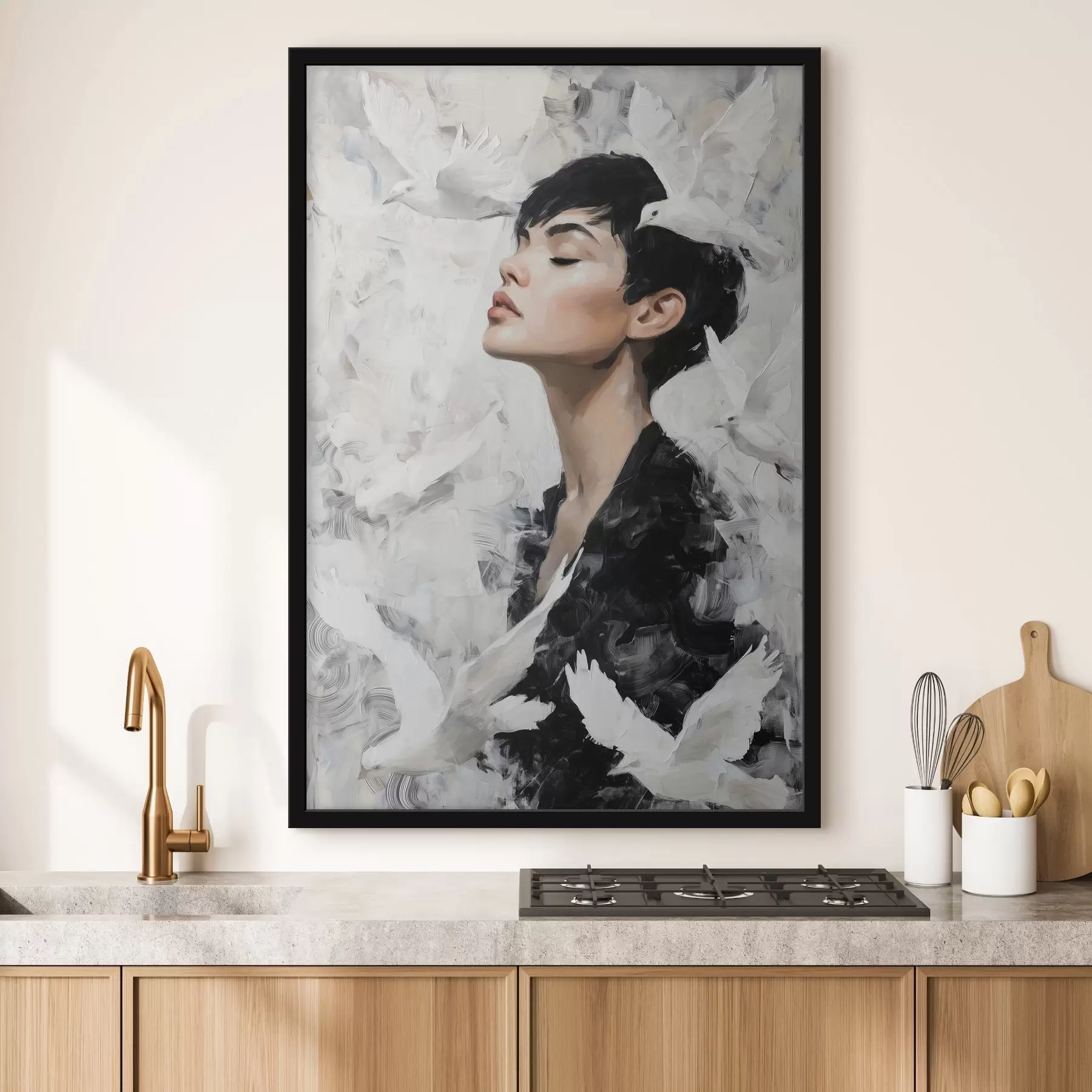 fotószőnyeg Lány és madarak f46365