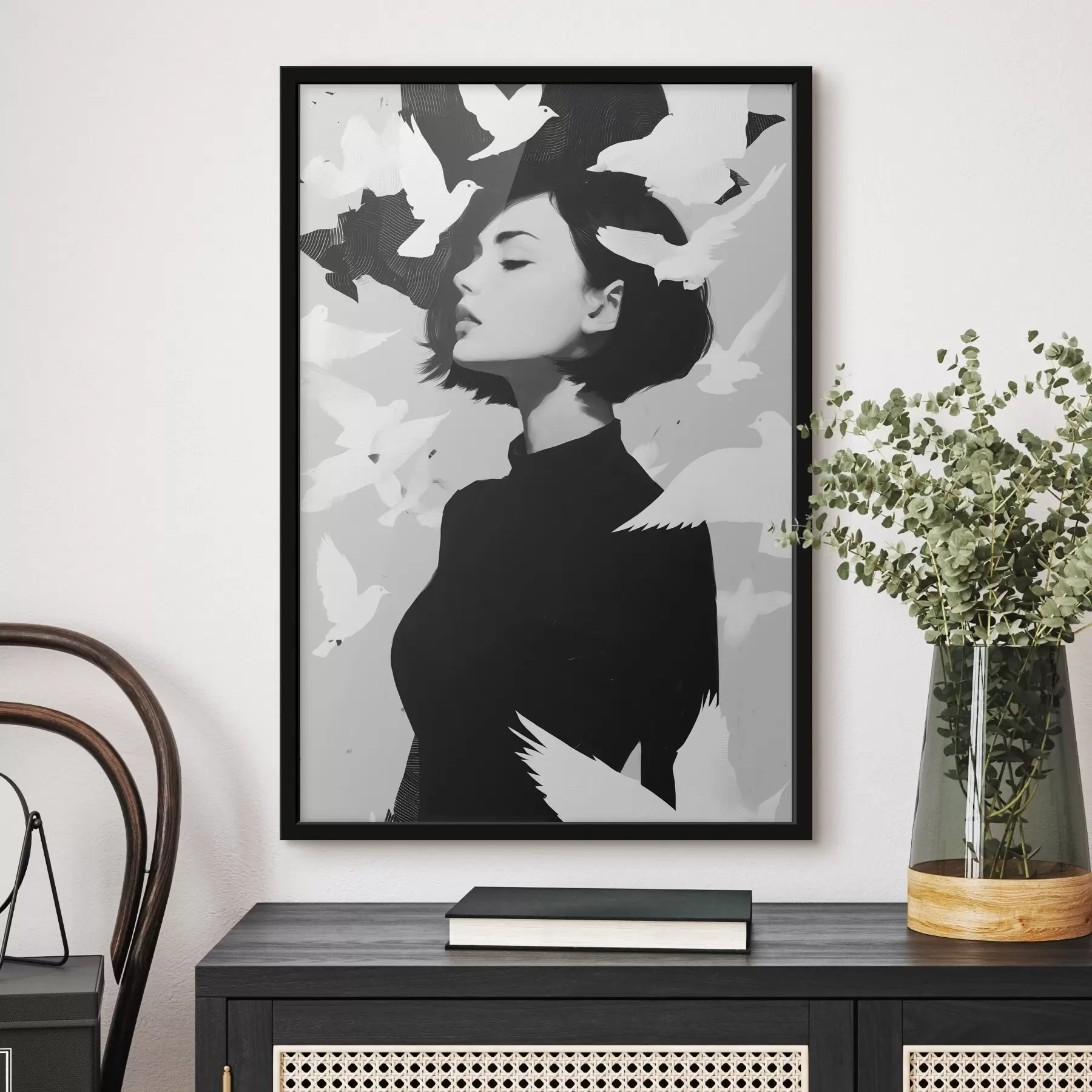 fotószőnyeg Lány madarakkal f46369