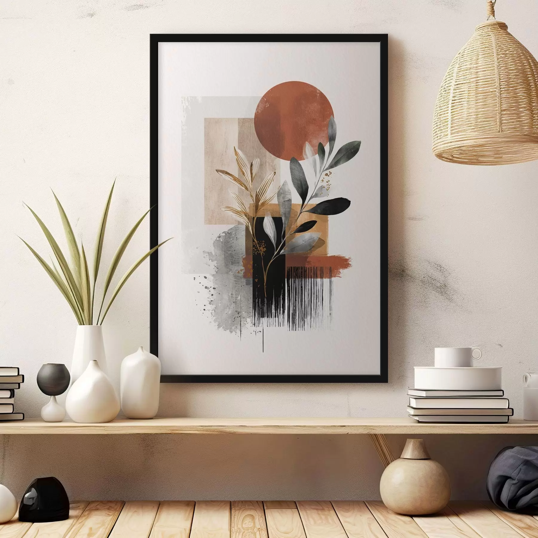 fotószőnyeg Geometria és levelek absztrakciója f46388