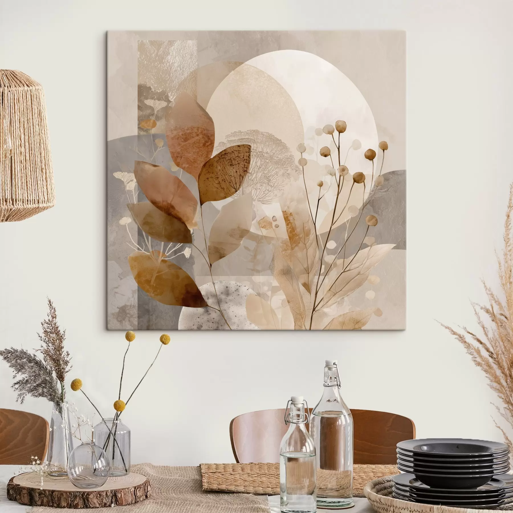 fotótapéta Bézs és barna virágmintás s46308