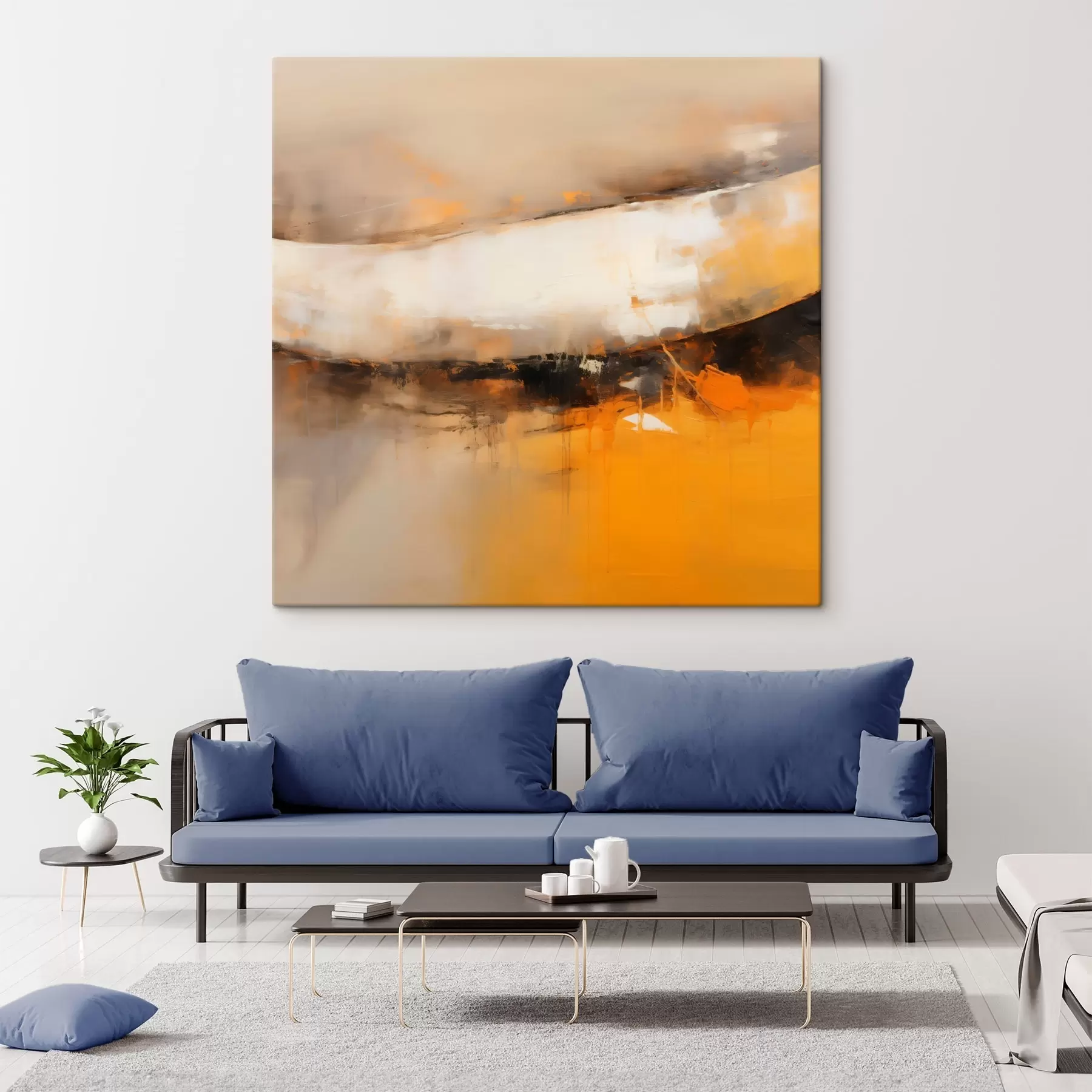 fotótapéta Dinamikus kompozíció narancssárga és sötét tónusokkal s46318