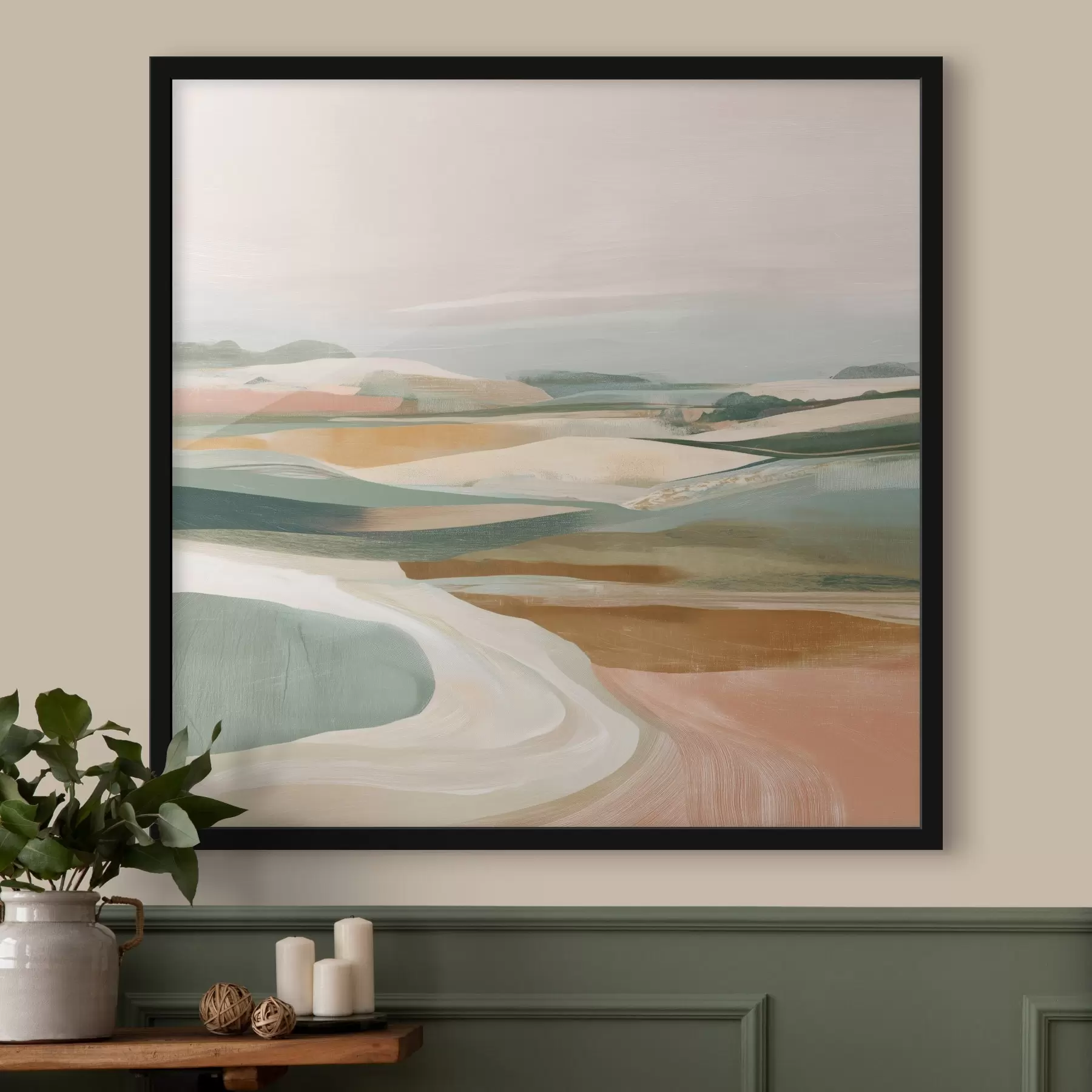 fotószőnyeg Vidéki táj mezőkkel és úttal, akvarell stílusban f46317