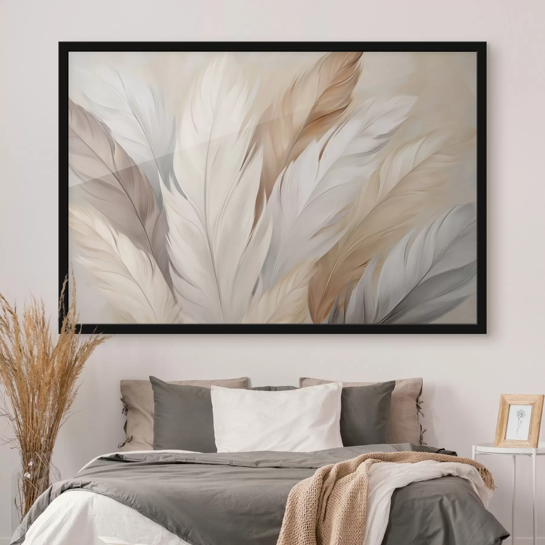 fotószőnyeg Puha tollak bézs és szürke árnyalatokban f46190
