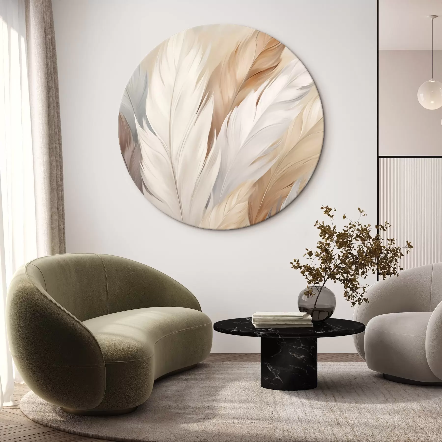 fotótapéta Puha tollak bézs és szürke árnyalatokban r46190