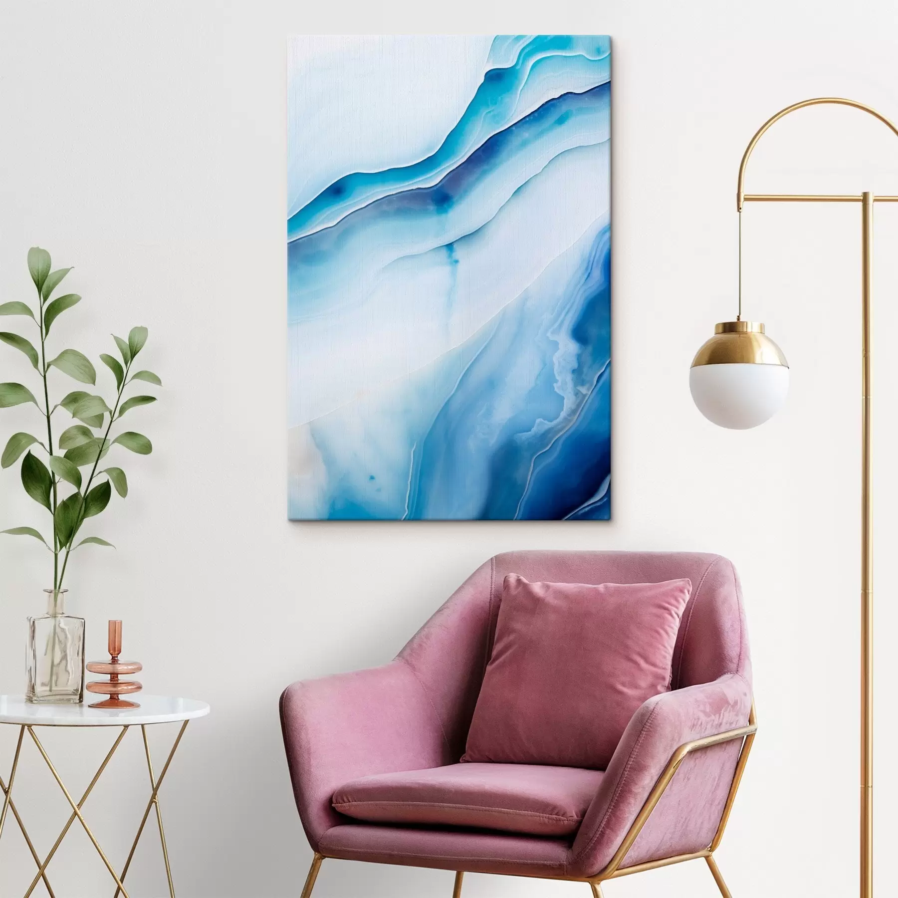 fotószőnyeg Absztrakt kék-fehér achátminta, kavargó vonalak és színátmenetek, sima textúra, modern művészet, minimalista s46291