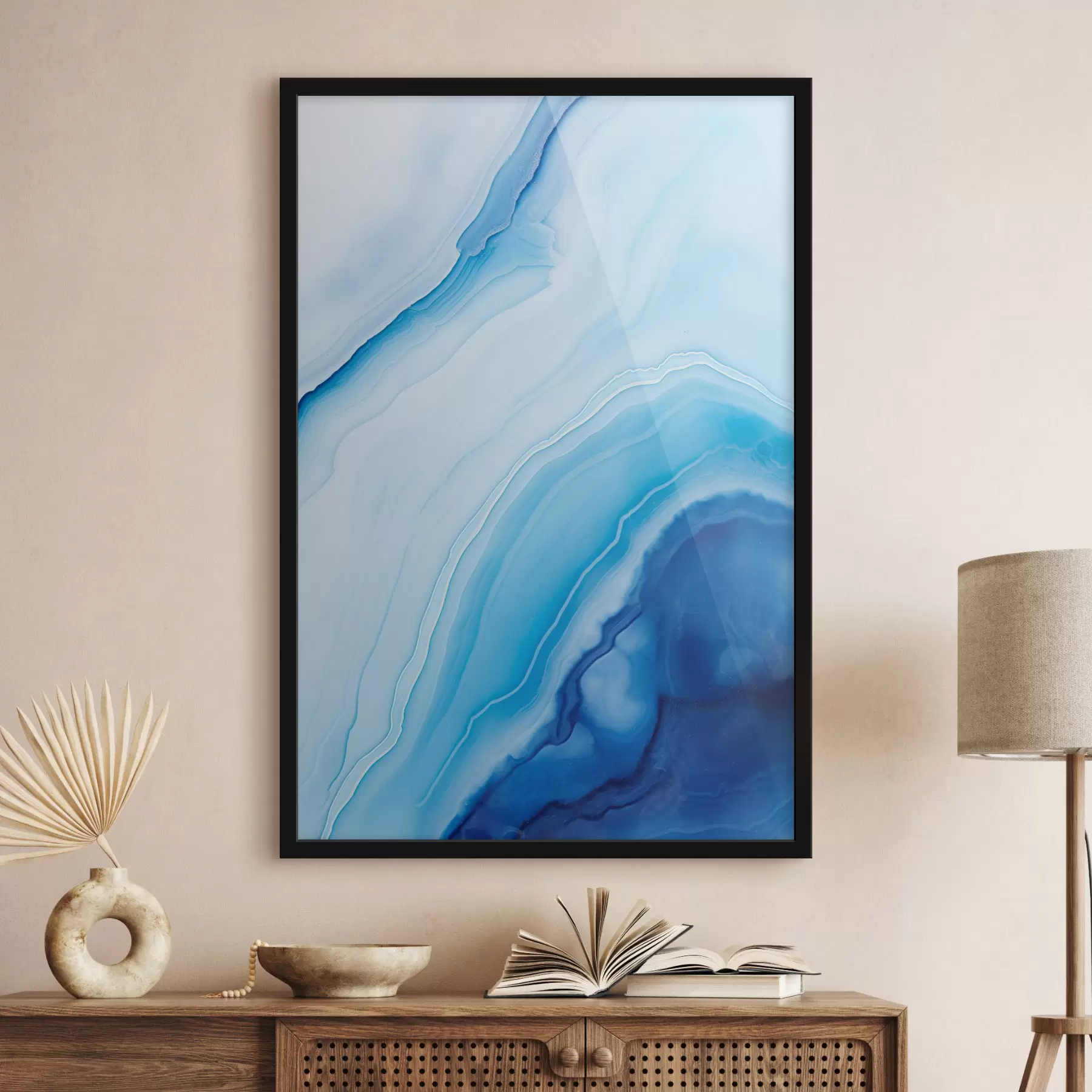 fotószőnyeg Absztrakt kék-fehér achátminta, kavargó vonalak és színátmenetek, sima textúra, modern művészet, minimalista f46290