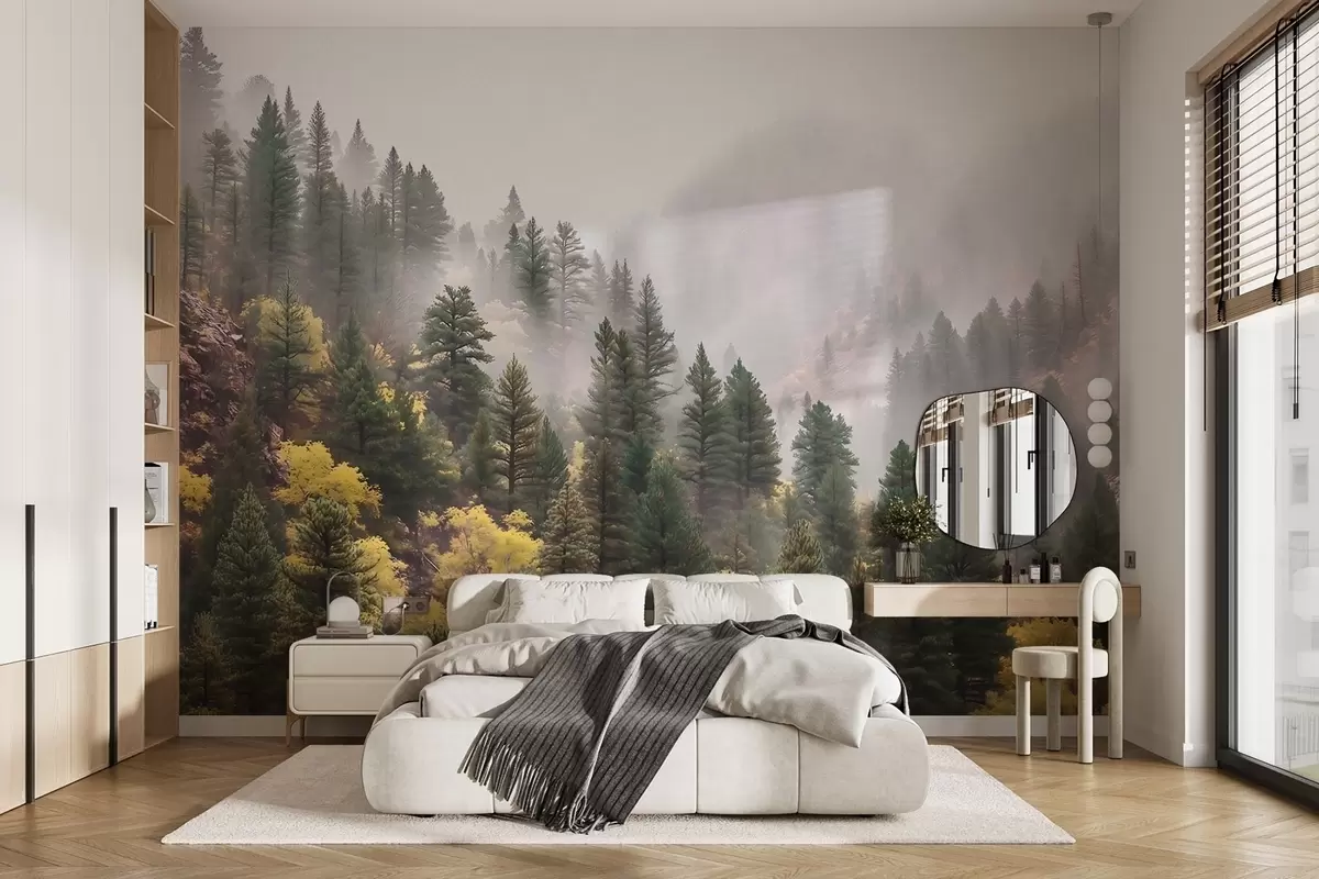 Fotószőnyeg Légköri ködös fenyőerdő a hegyekben w09463 - Uwalls.hu fotószőnyeg Légköri ködös fenyőerdő a hegyekben w09463