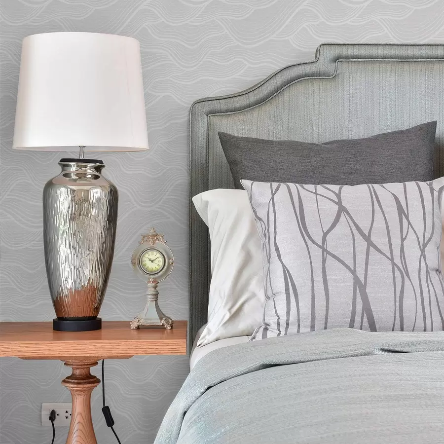 fotószőnyeg Nagyon világosszürke hullámok finom vonalú ritmussal a00682