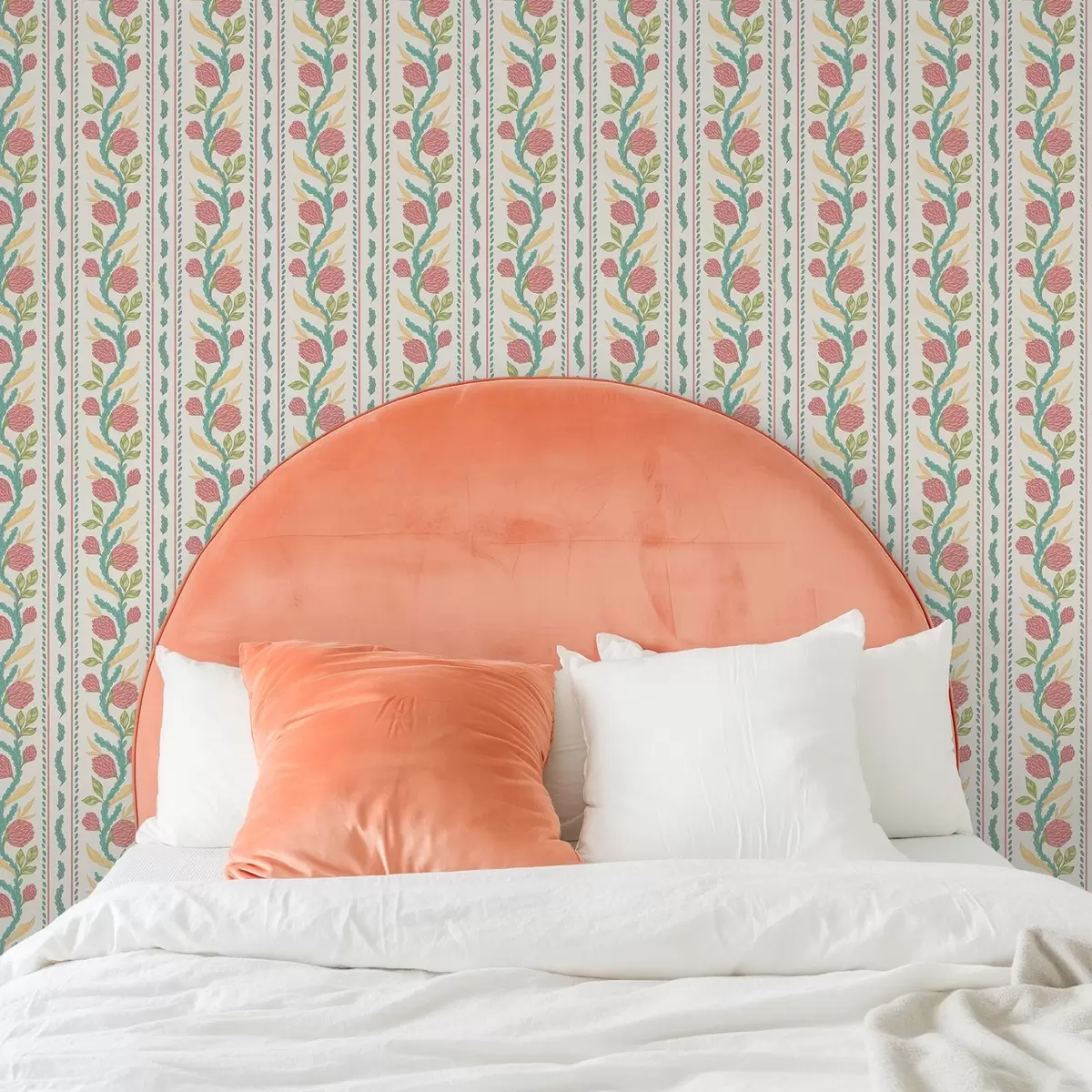 Háttérkép Csíkok korallszínű rügyekkel világos krém színű háttérrel a00816v1