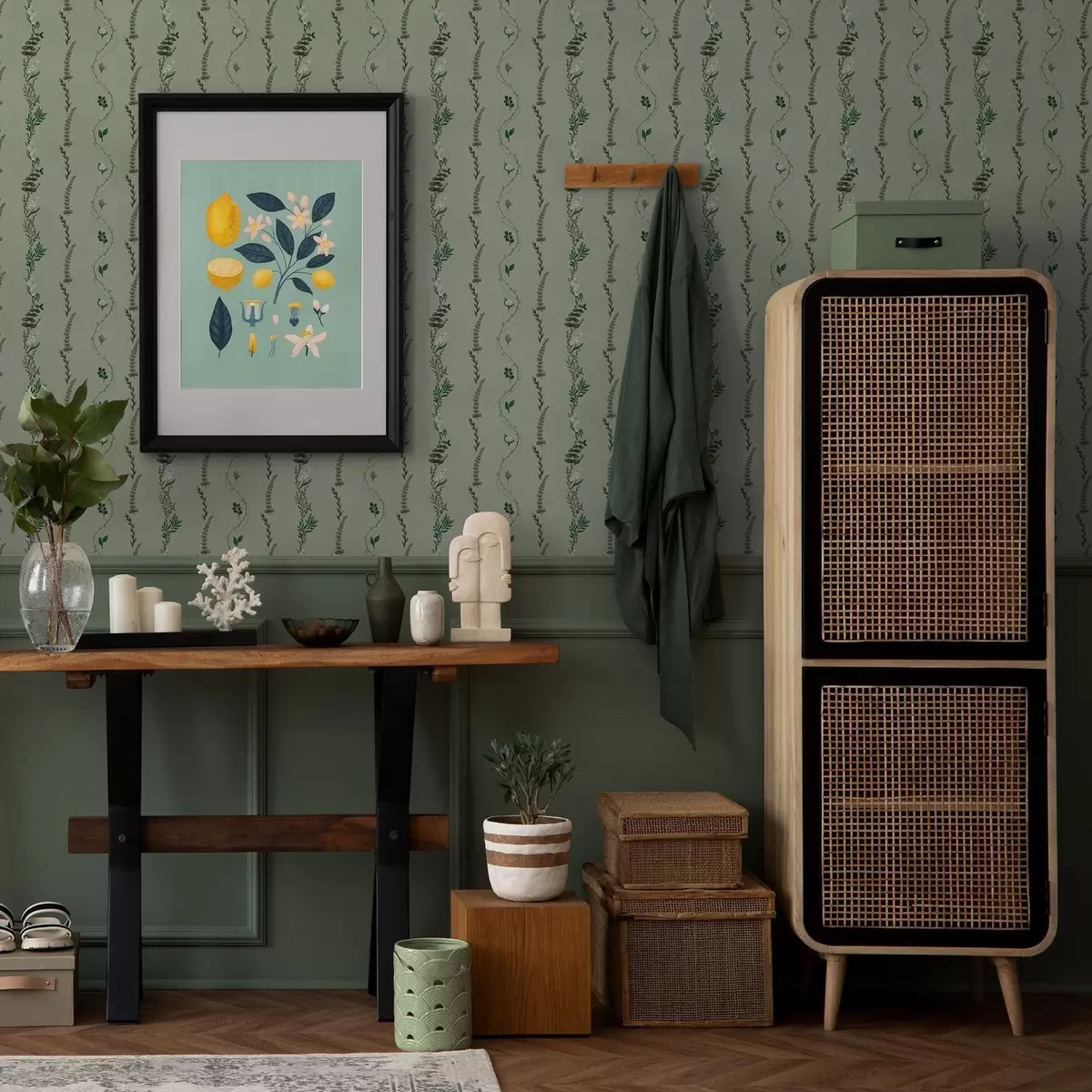 Háttérkép Függőleges szőlő és ágacskák halványzöld alapon a00817v1 Háttérkép Függőleges szőlő és ágacskák halványzöld alapon a00817v1