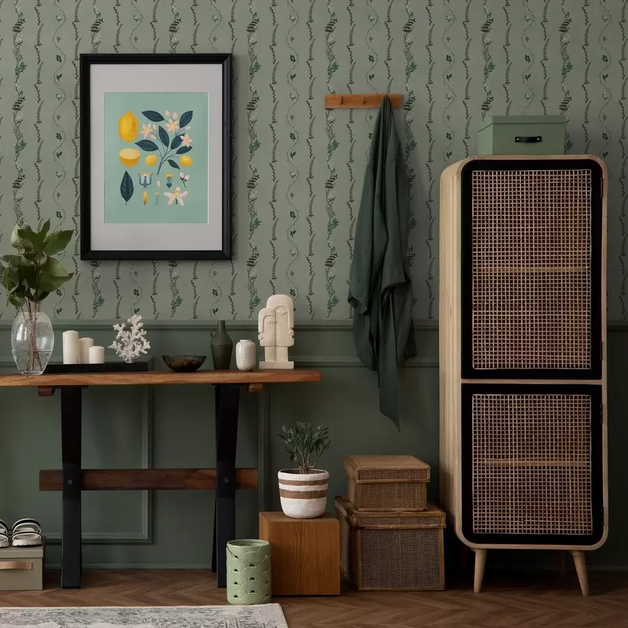 fotószőnyeg Függőleges szőlő és ágacskák halványzöld alapon a00817v1