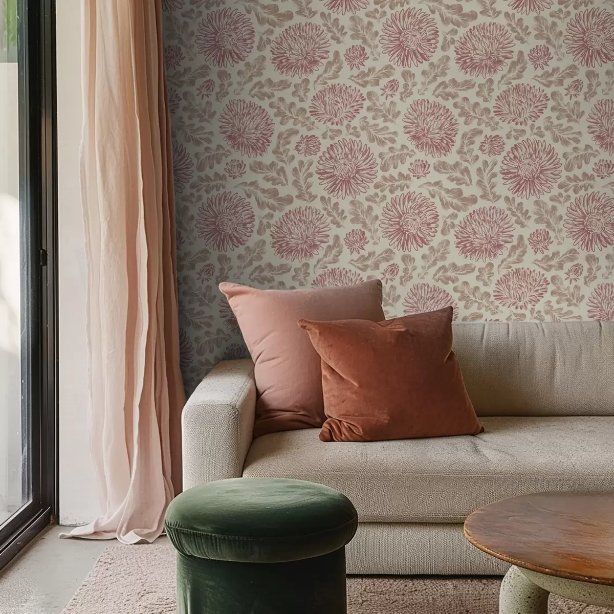 Háttérkép Krémszínű krizantémok boros akcentussal a00840v1