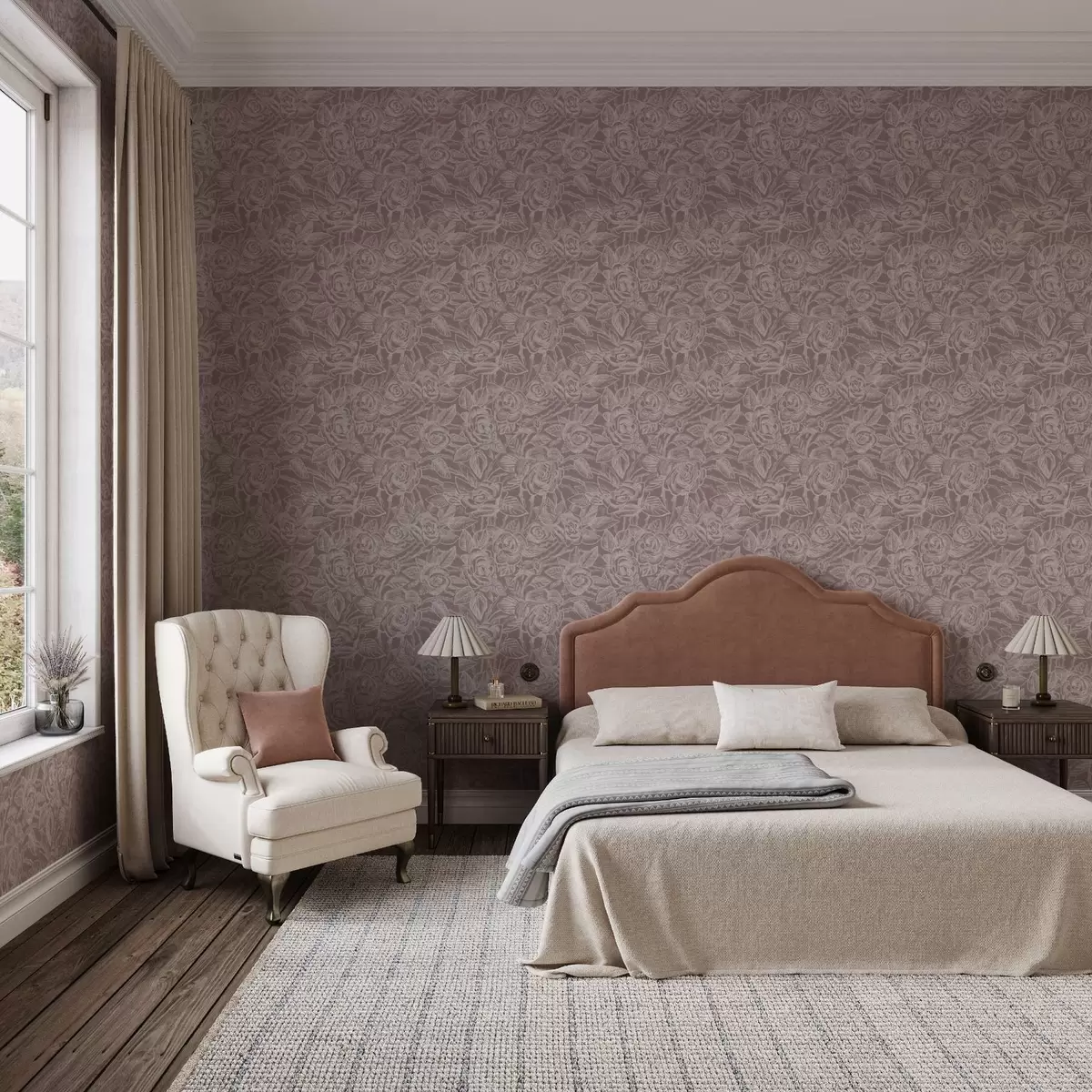 Háttérkép Mély szürkésbarna alapon gravírozott rózsák a00841