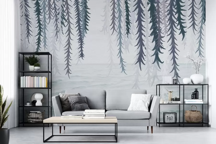 fotószőnyeg Finom szőlőindák lógnak a víz felett, akvarell stílusban w04830v3