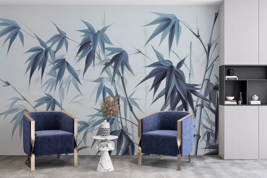 fotószőnyeg Bambusz világos akvarell háttér előtt w04834v2