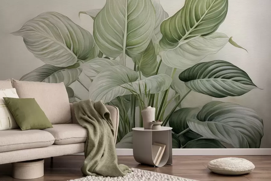 fotószőnyeg Zöld levelekből álló buja bokor a falon w04835