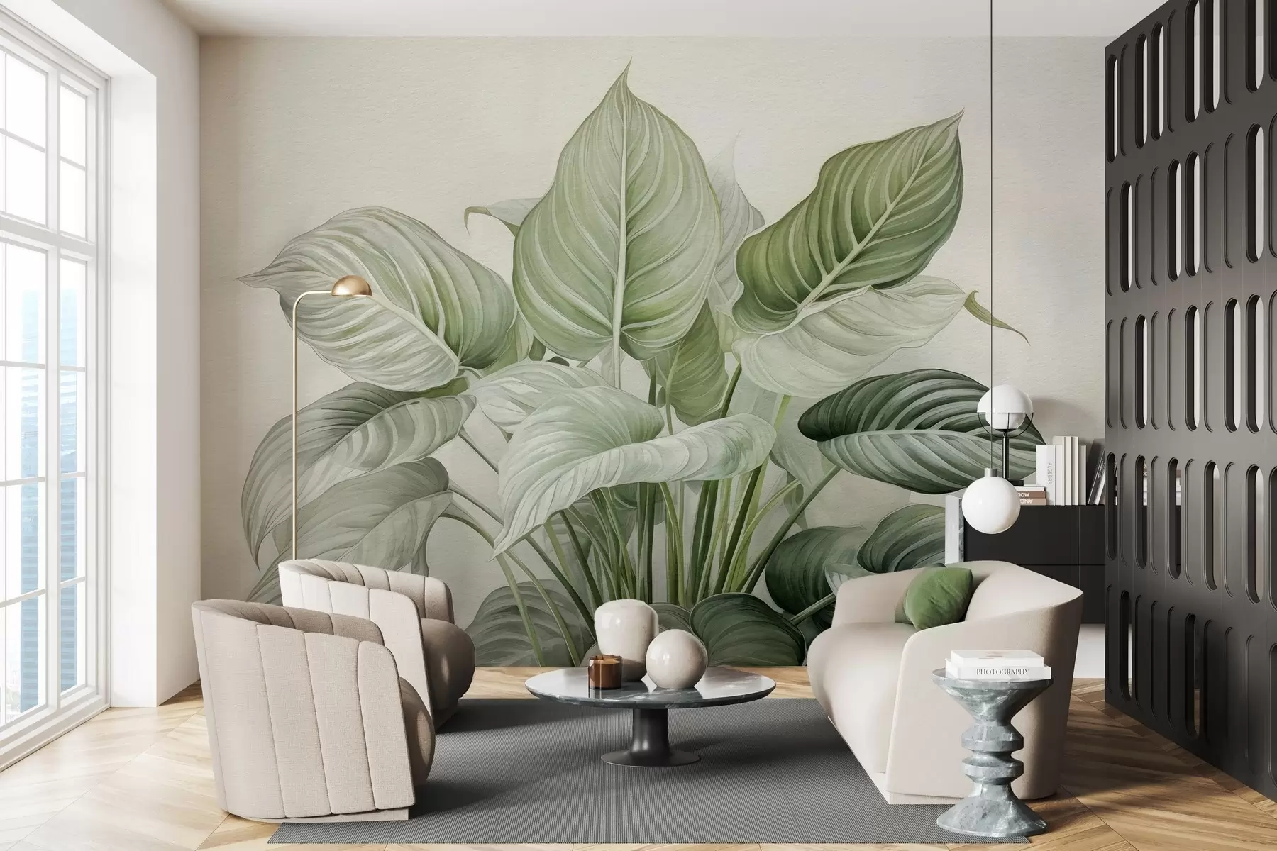 fotószőnyeg Zöld levelekből álló buja bokor a falon w04835