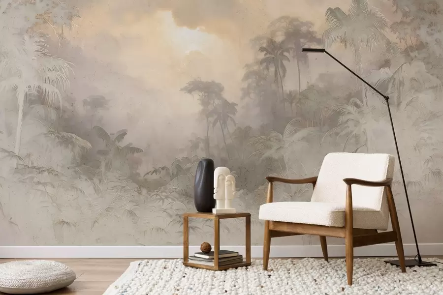 fotószőnyeg Stilizált dzsungel a falon w04839