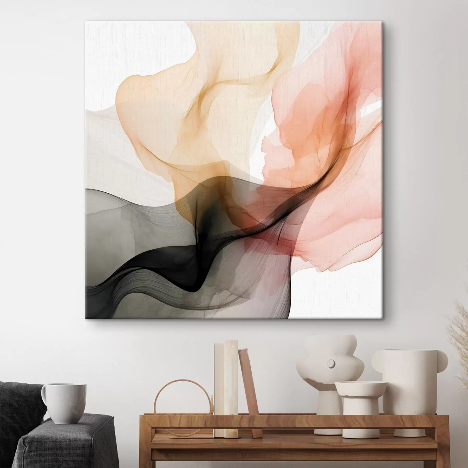 fotótapéta Korall és szürke túlcsordulások finom stílusban s46333