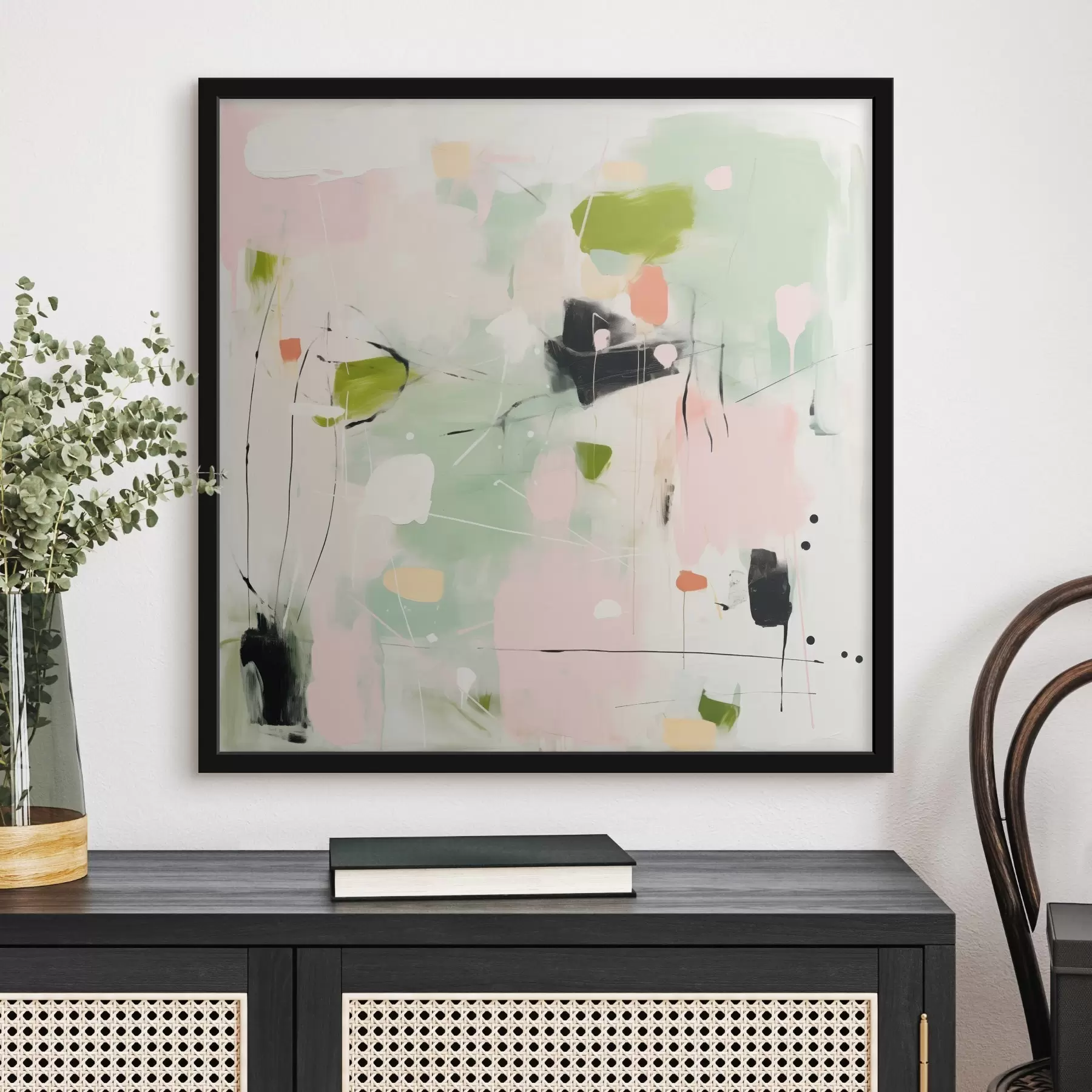 fotószőnyeg Rózsaszín és menta, pasztell ecsetvonások f46324