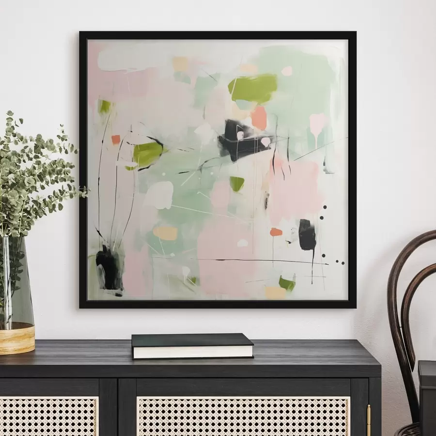 fotószőnyeg Rózsaszín és menta, pasztell ecsetvonások f46324