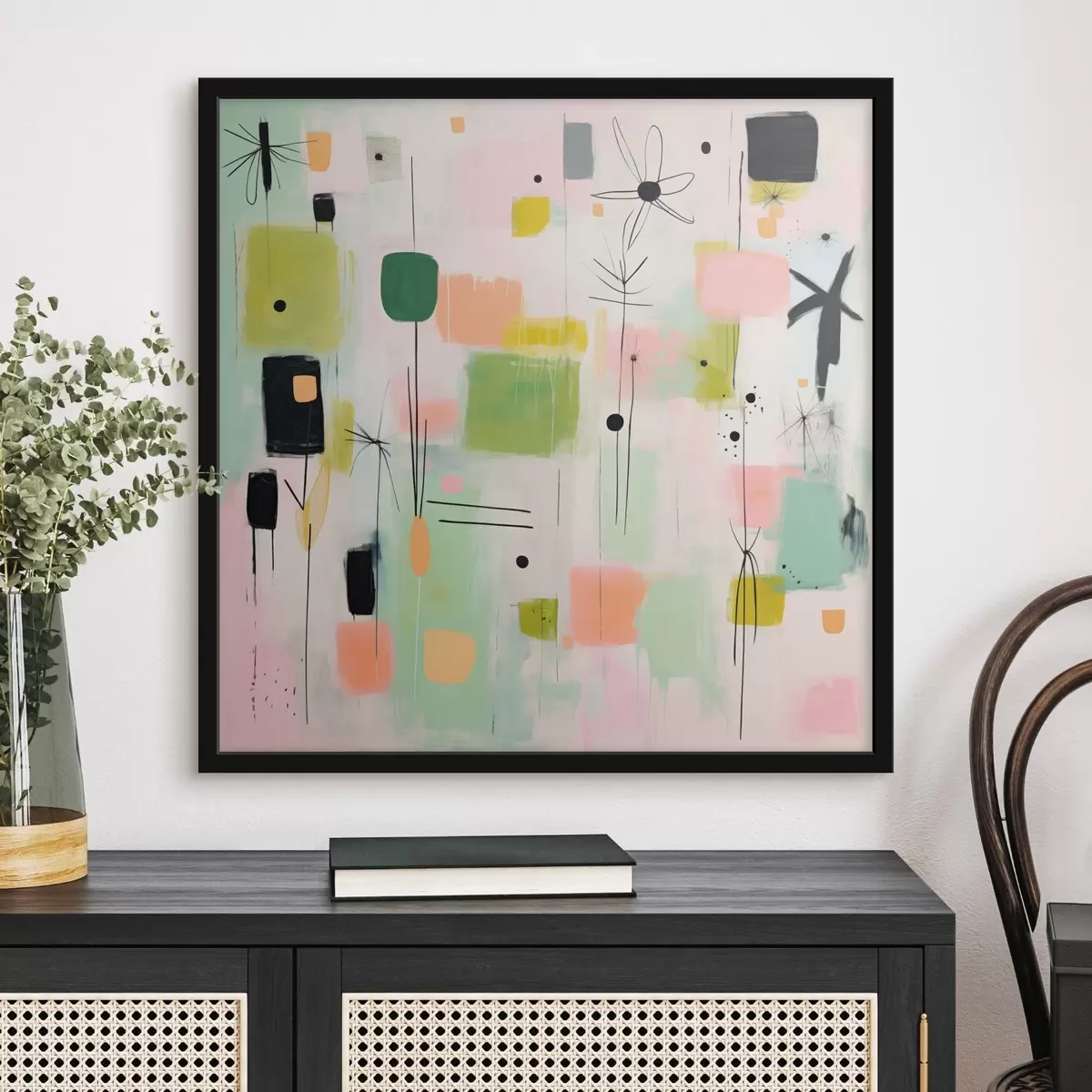 Plakát a sziklán Absztrakt virágok, könnyed kompozíció olajfestmény stílusban f46325