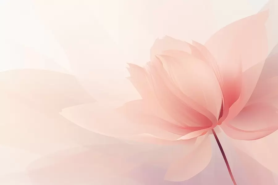 fotószőnyeg Nagy virág, lágy barack-rózsaszín árnyalatokban w09356