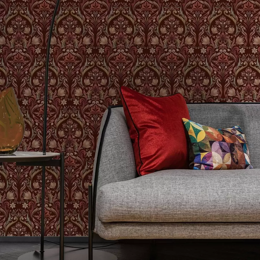 fotószőnyeg Tulipán dísz, gazdag bordó háttér a00827v2