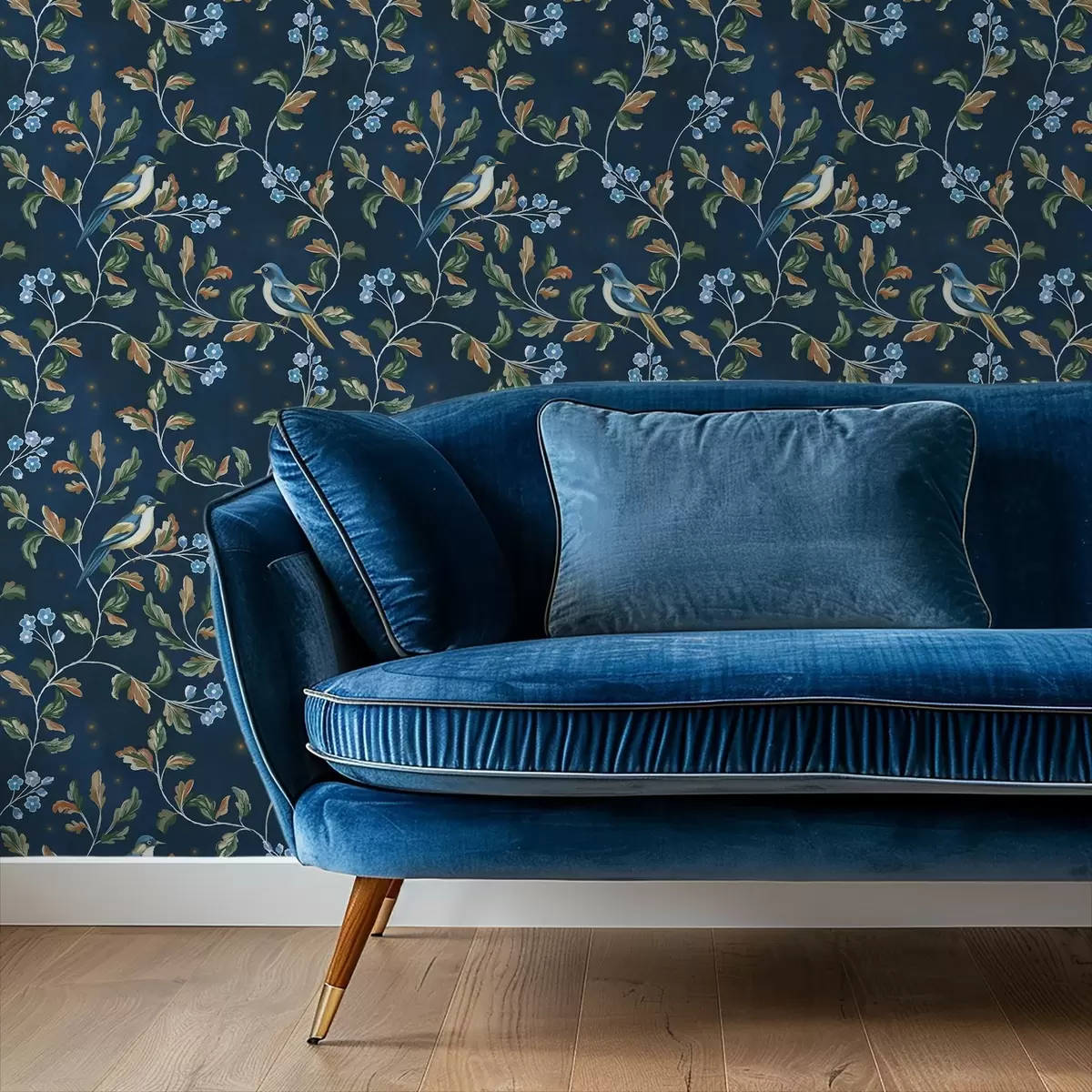 fotószőnyeg Mellek ágakon, éjszakai kék háttér szikrákkal a00858